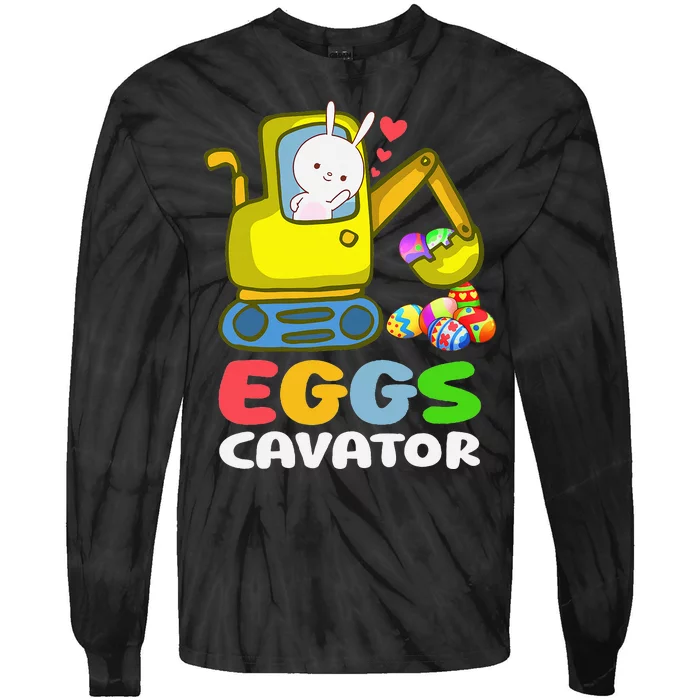 Eggs-Cavator Bunny Toy Excavator Funny Tie-Dye Long Sleeve Shirt