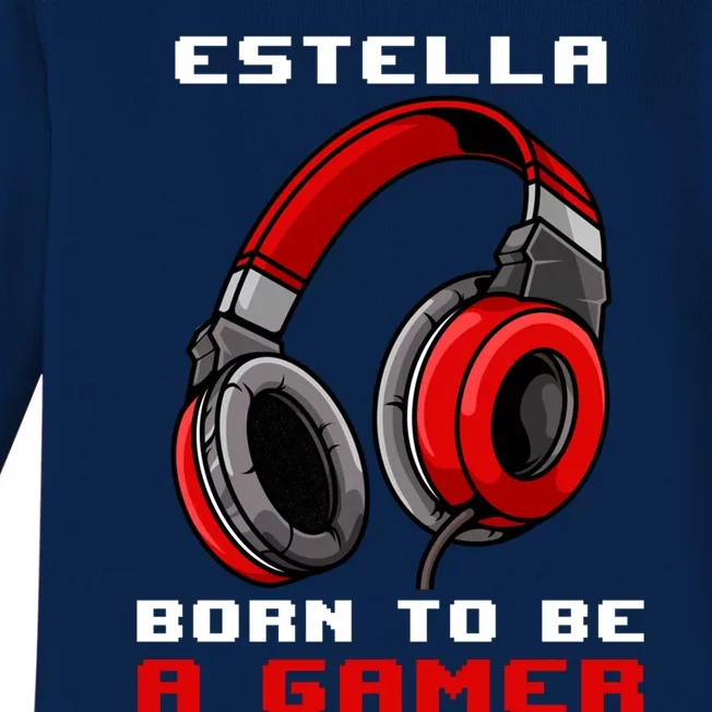 Estella Born To Be A Gamer Personalized Gift Baby Long Sleeve Bodysuit