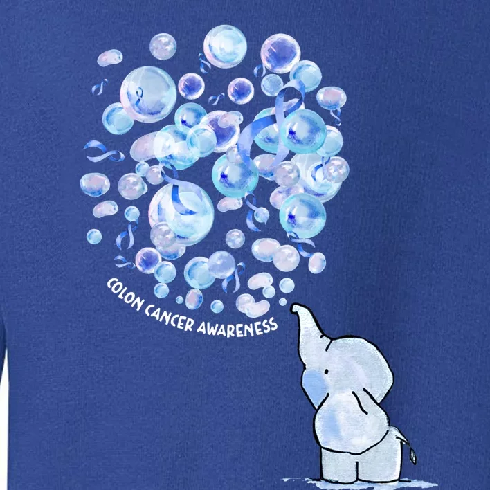 Elephant Blowing Up Dark Blue Balloon Colon Cancer Awareness Cool Gift Toddler Sweatshirt