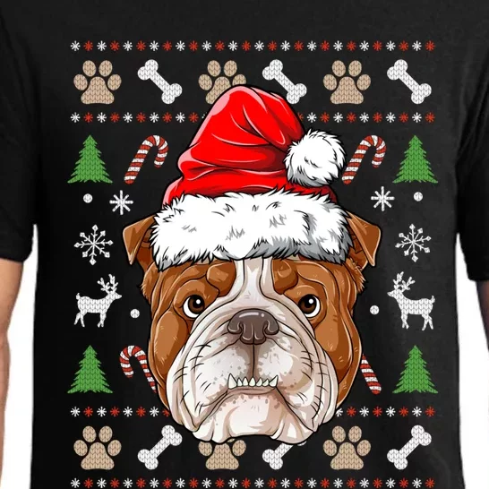 English Bulldog Ugly Christmas Dog Santa Hat Xmas Boys Gift Pajama Set