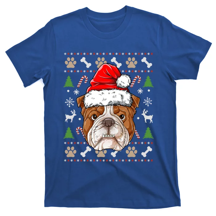 English Bulldog Ugly Christmas Dog Santa Hat Xmas Boys Gift T-Shirt