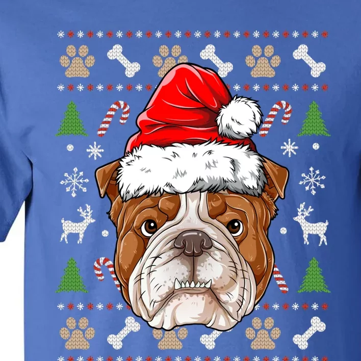 English Bulldog Ugly Christmas Dog Santa Hat Xmas Boys Gift Tall T-Shirt