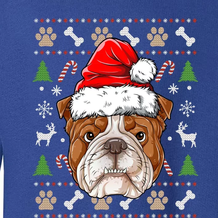 English Bulldog Ugly Christmas Dog Santa Hat Xmas Boys Gift Toddler Sweatshirt