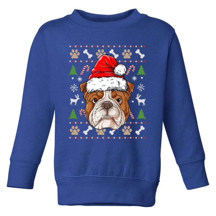 English Bulldog Ugly Christmas Dog Santa Hat Xmas Boys Gift Toddler Sweatshirt