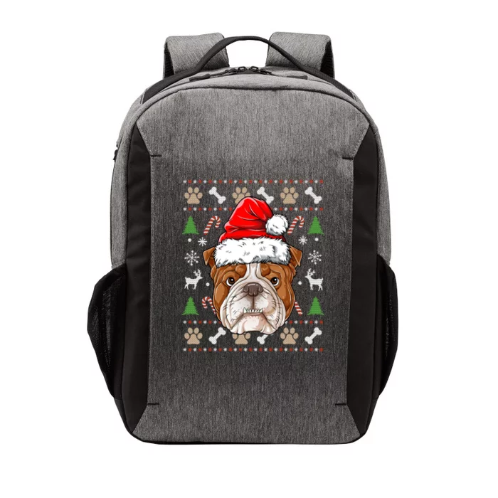 English Bulldog Ugly Christmas Dog Santa Hat Xmas Boys Gift Vector Backpack