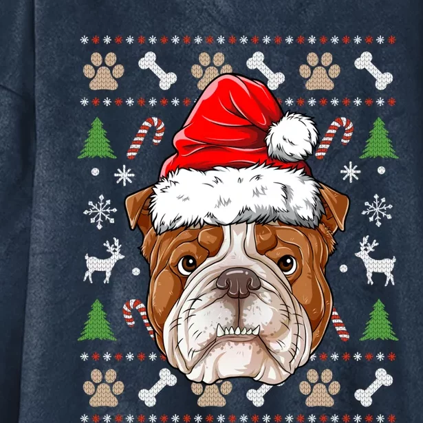 English Bulldog Ugly Christmas Dog Santa Hat Xmas Boys Gift Hooded Wearable Blanket