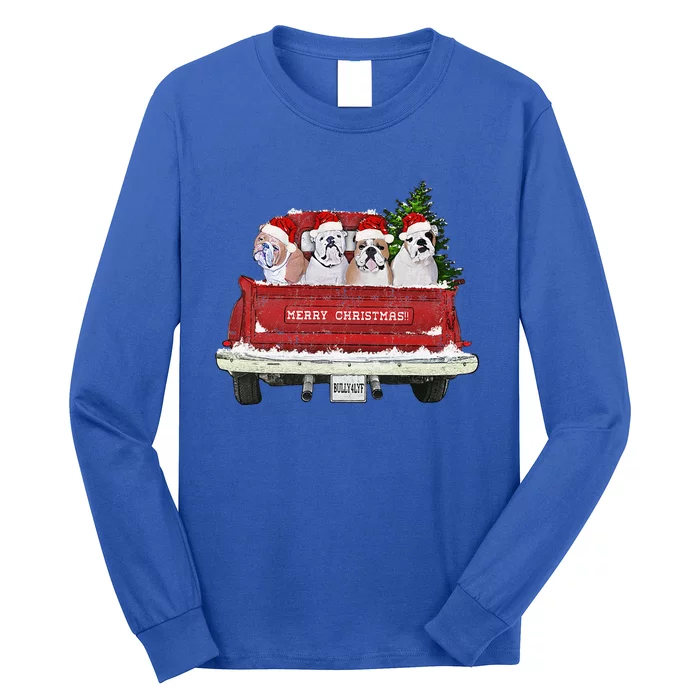 English Bulldogs Vintage Farm Truck Christmas Long Sleeve Shirt