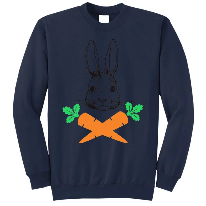 Easter Bunny With Carrot Cross Skull Bones Women Tall Sweatshirt