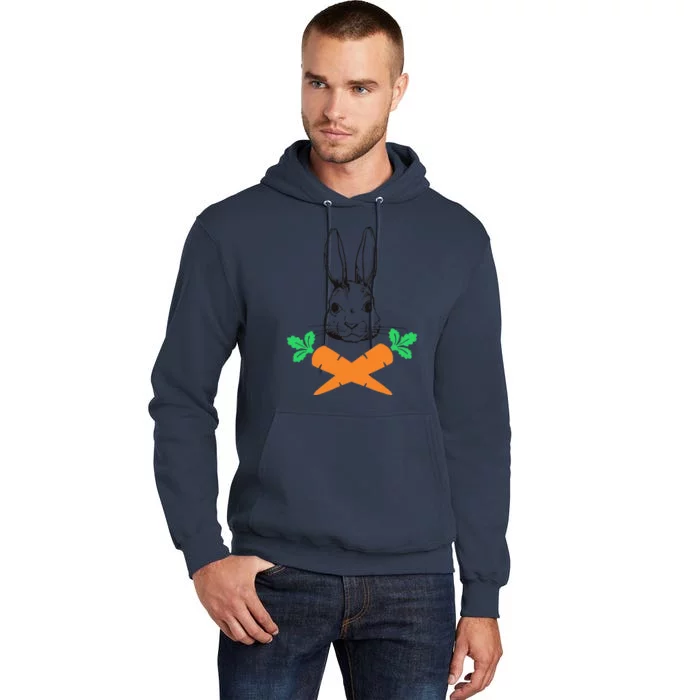 Easter Bunny With Carrot Cross Skull Bones Women Tall Hoodie