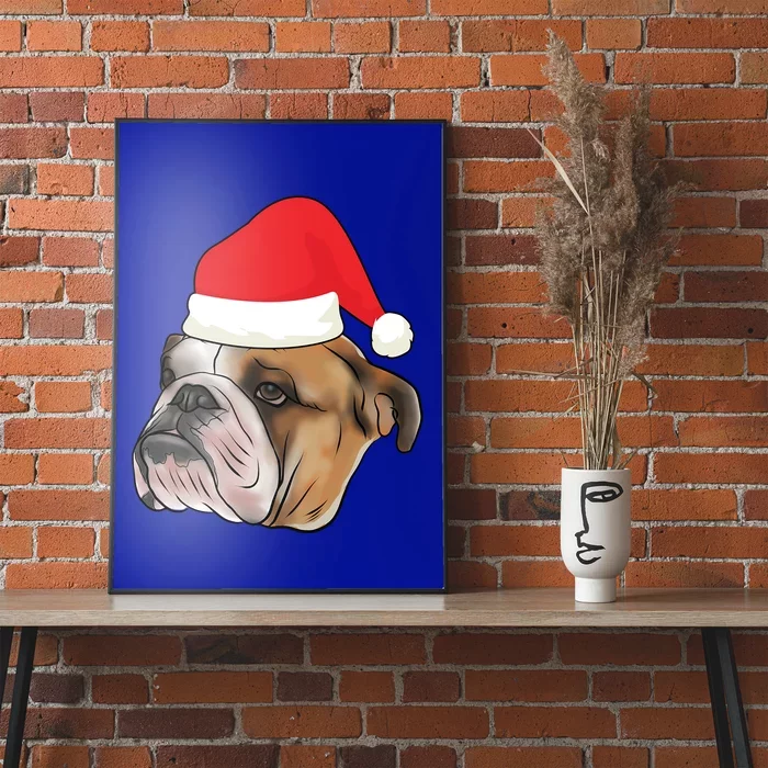 English Bulldog With Santa Claus Hat Dog Lover Christmas Gift Poster