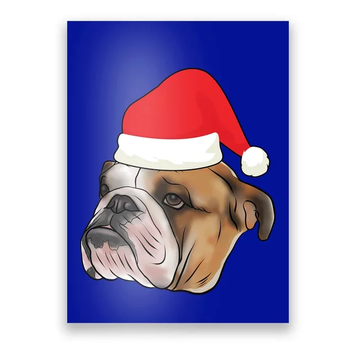 English Bulldog With Santa Claus Hat Dog Lover Christmas Gift Poster