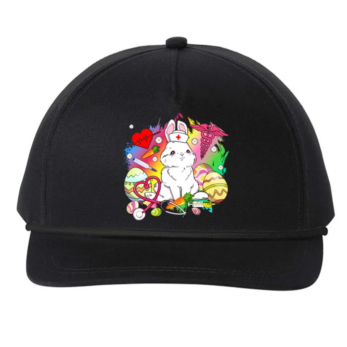 Easter Bunny With Stethoscope Easter Eggs Nurse Easter Day Cute Gift Snapback Five-Panel Rope Hat