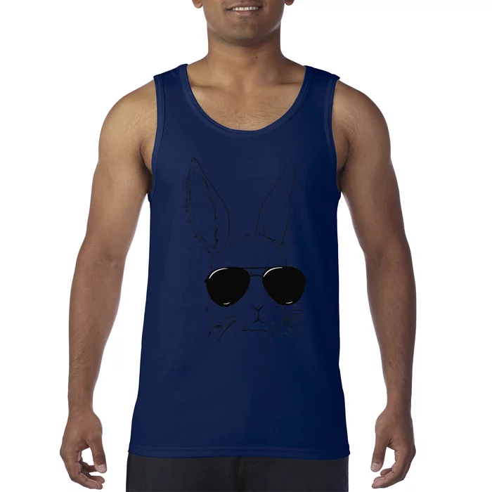 Easter Bunny With Glasses Funny Rabbit Easter Day Tank Top