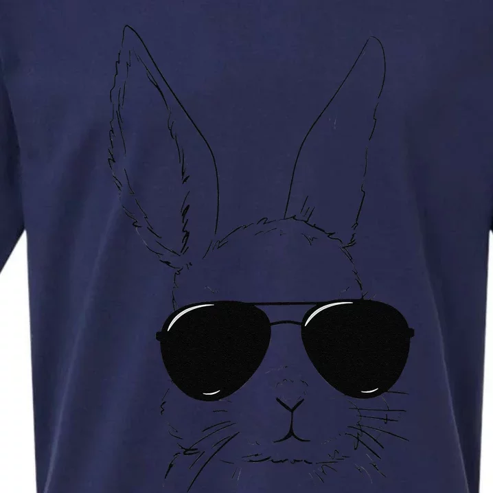 Easter Bunny With Glasses Funny Rabbit Easter Day Sueded Cloud Jersey T-Shirt