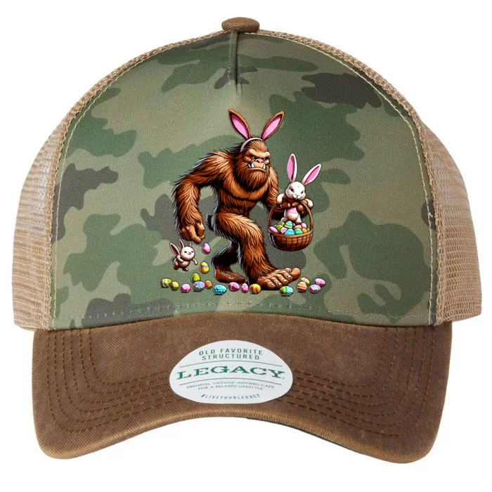 Easter Bigfoot With Bunny & Egg Basket Festive Celebration Legacy Tie Dye Trucker Hat