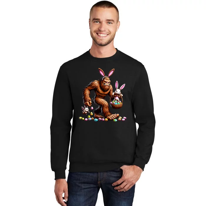 Easter Bigfoot With Bunny & Egg Basket Festive Celebration Sweatshirt