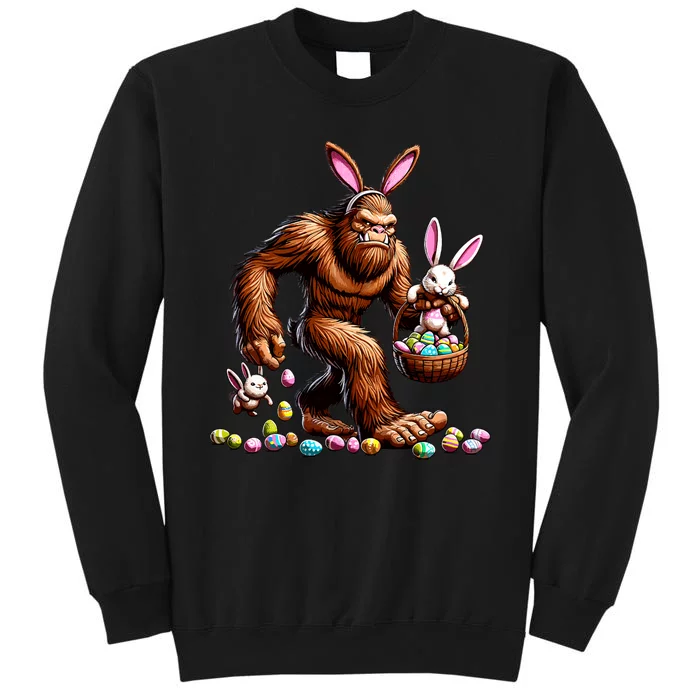 Easter Bigfoot With Bunny & Egg Basket Festive Celebration Sweatshirt