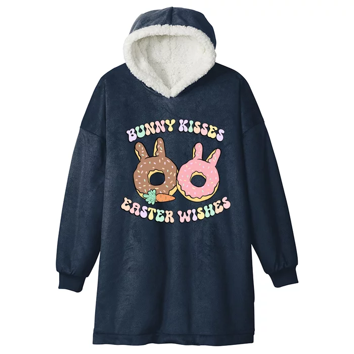 Easter Bunny Wishes Donuts Rabbit Carrot Retro Groovy Gift Hooded Wearable Blanket