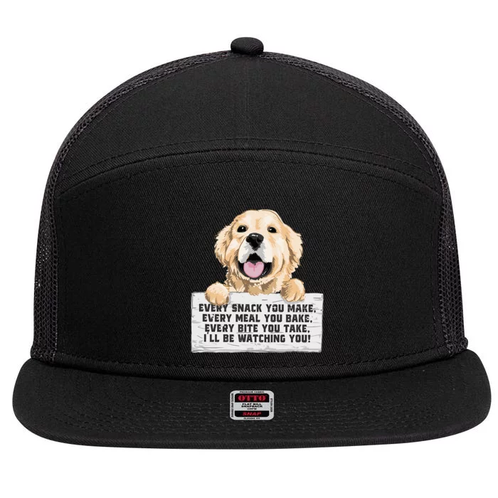 Every Bite You Take I'll Be Watching You Golden Retriever 7 Panel Mesh Trucker Snapback Hat