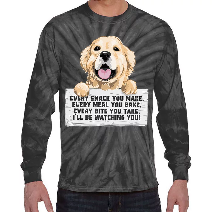 Every Bite You Take I'll Be Watching You Golden Retriever Tie-Dye Long Sleeve Shirt