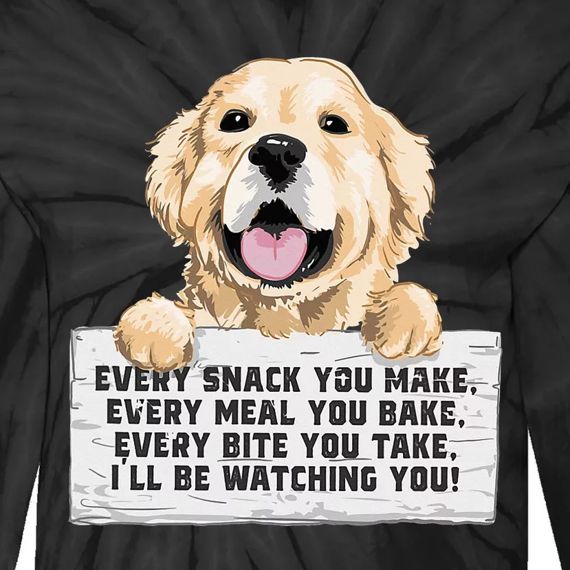 Every Bite You Take I'll Be Watching You Golden Retriever Tie-Dye Long Sleeve Shirt