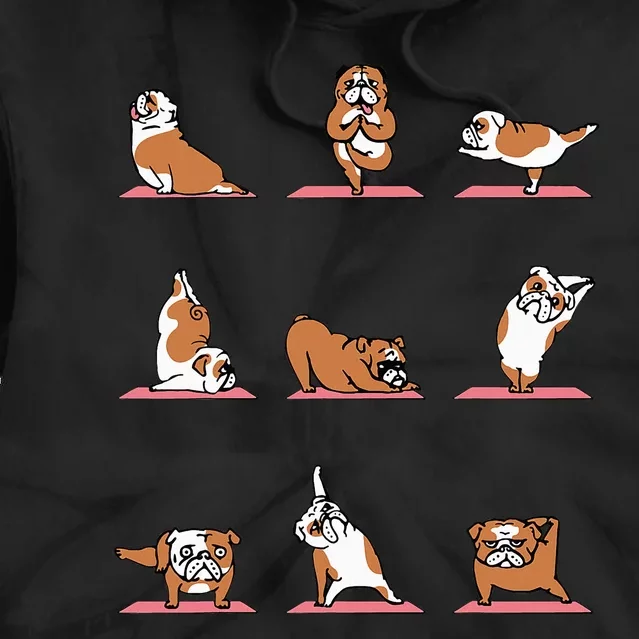 English Bulldog Yoga Puppy Yoga Poses And Meditation Tie Dye Hoodie