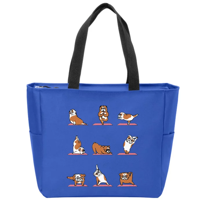 English Bulldog Yoga Puppy Yoga Poses And Meditation Zip Tote Bag