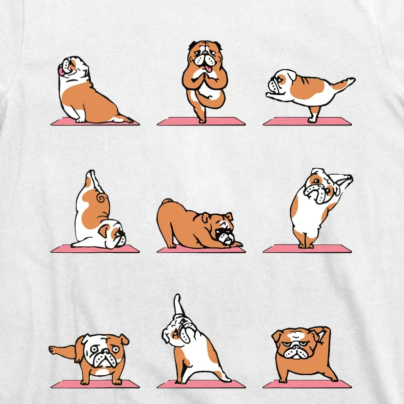 English Bulldog Yoga Puppy Yoga Poses And Meditation T-Shirt