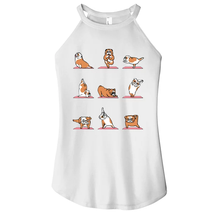 English Bulldog Yoga Puppy Yoga Poses And Meditation Women’s Perfect Tri Rocker Tank