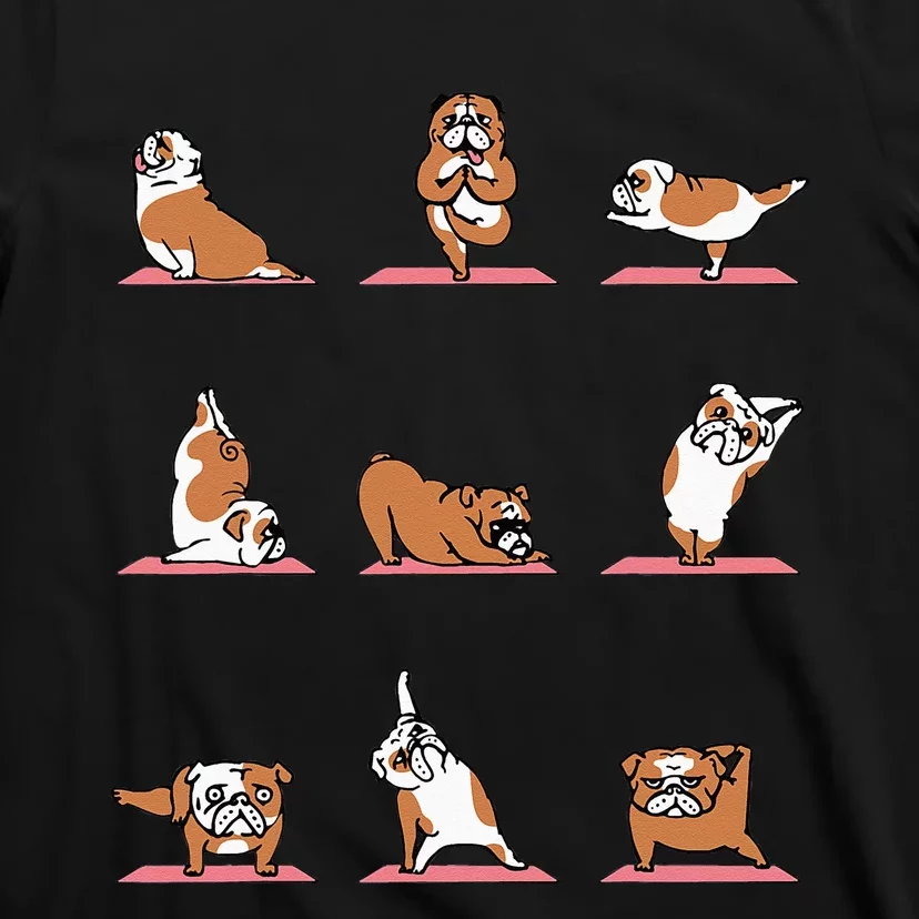 English Bulldog Yoga Puppy Yoga Poses And Meditation T-Shirt