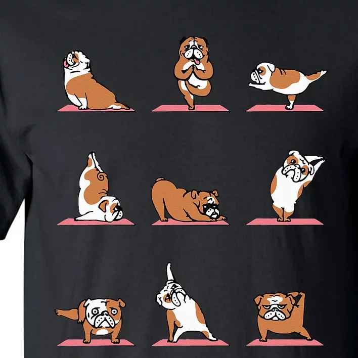 English Bulldog Yoga Puppy Yoga Poses And Meditation Tall T-Shirt