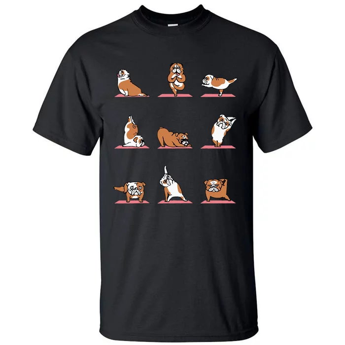 English Bulldog Yoga Puppy Yoga Poses And Meditation Tall T-Shirt