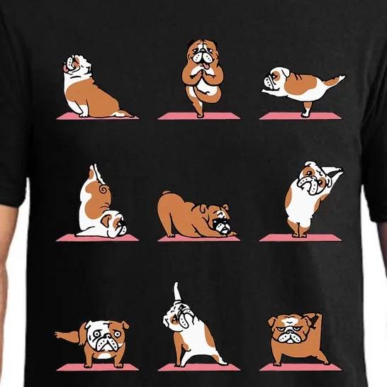 English Bulldog Yoga Puppy Yoga Poses And Meditation Pajama Set