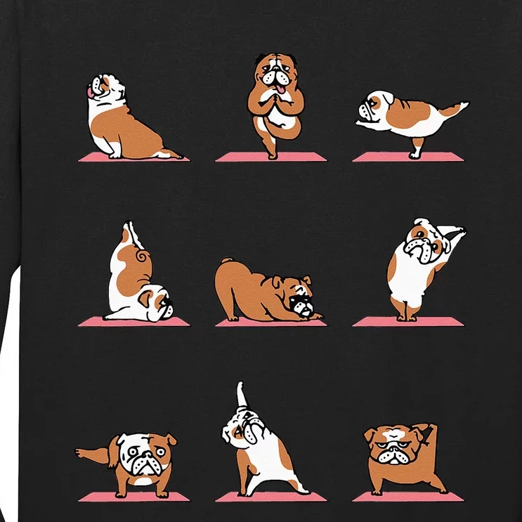 English Bulldog Yoga Puppy Yoga Poses And Meditation Tall Long Sleeve T-Shirt