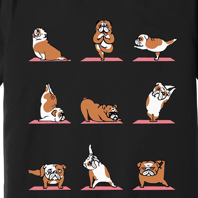 English Bulldog Yoga Puppy Yoga Poses And Meditation Premium T-Shirt