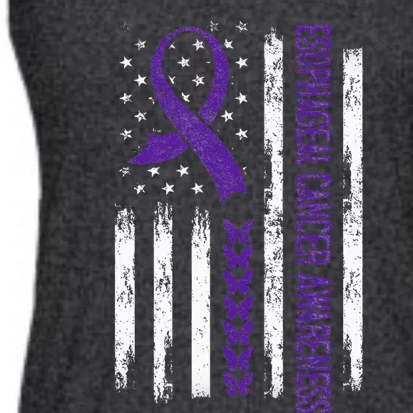 Esophageal Cancer Awareness American Flag Ladies Essential Flowy Tank