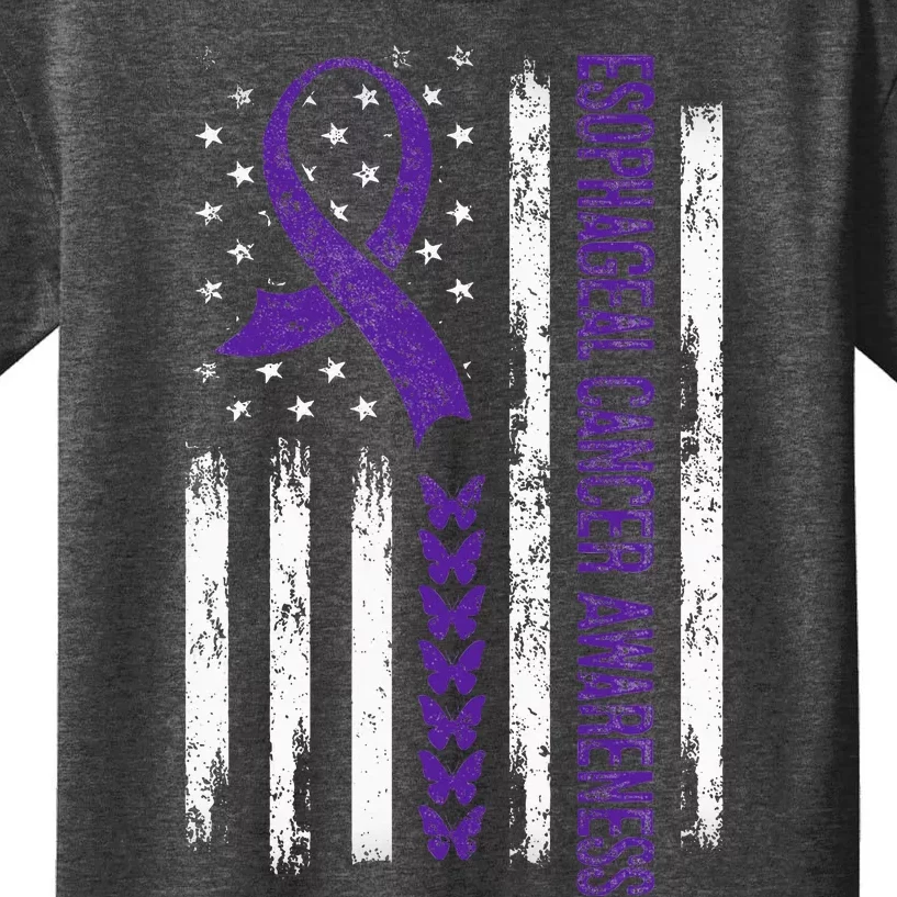 Esophageal Cancer Awareness American Flag Kids T-Shirt