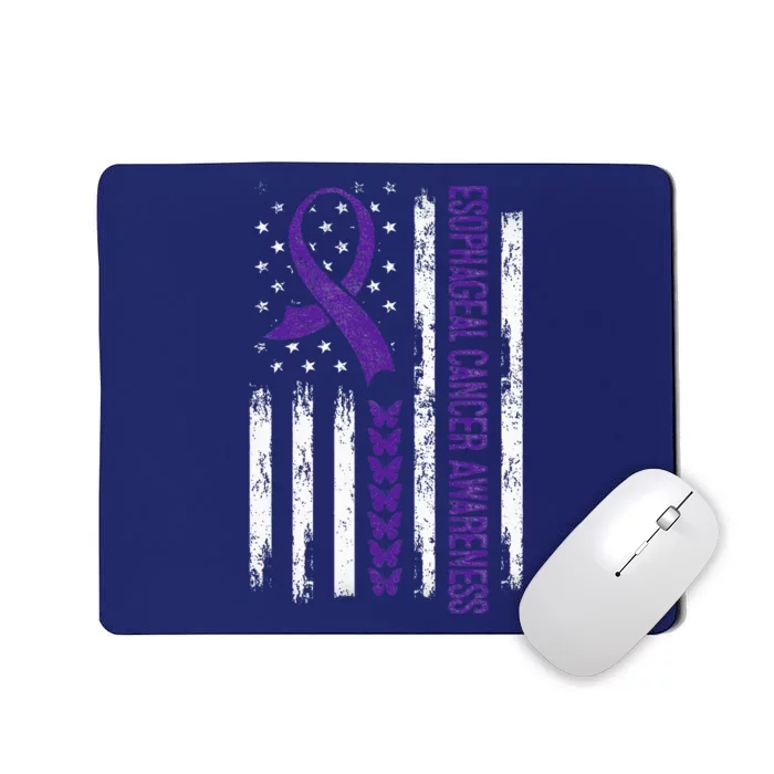 Esophageal Cancer Awareness American Flag Mousepad