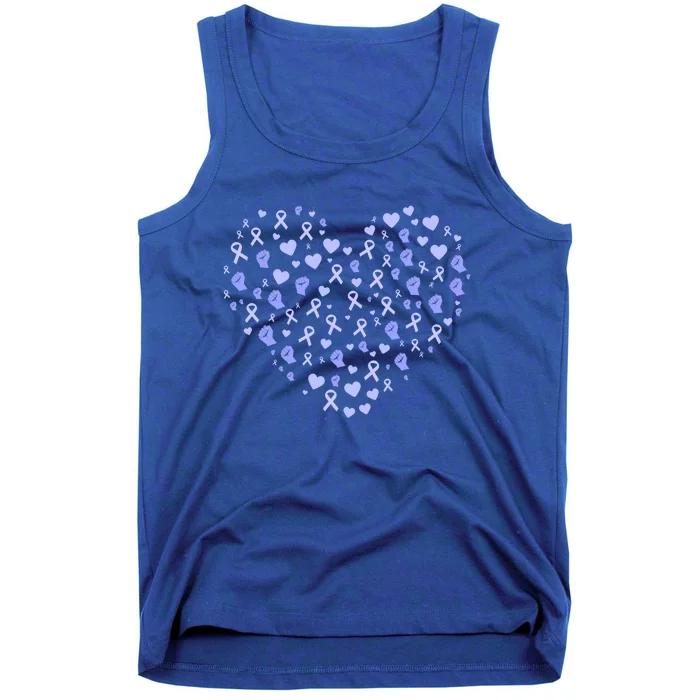 Esophageal Cancer Awareness Heart Periwinkle Ribbon Gift Tank Top