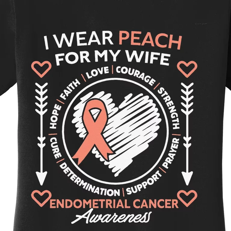 Endometrial Cancer Awareness Wear Peach My Wife Support Women's T-Shirt