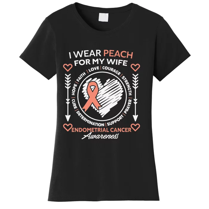 Endometrial Cancer Awareness Wear Peach My Wife Support Women's T-Shirt