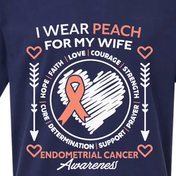 Endometrial Cancer Awareness Wear Peach My Wife Support Sueded Cloud Jersey T-Shirt