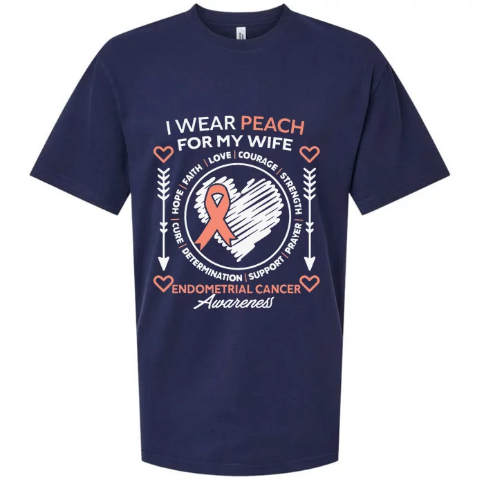 Endometrial Cancer Awareness Wear Peach My Wife Support Sueded Cloud Jersey T-Shirt