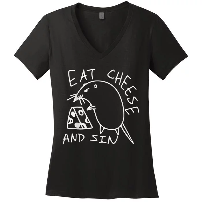 Eat Cheese And Sin The Best Street Art I’ve Ever Seen Women's V-Neck T-Shirt