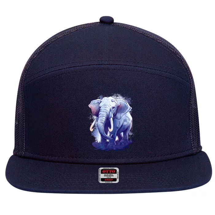 Elephant Colorful Art 7 Panel Mesh Trucker Snapback Hat