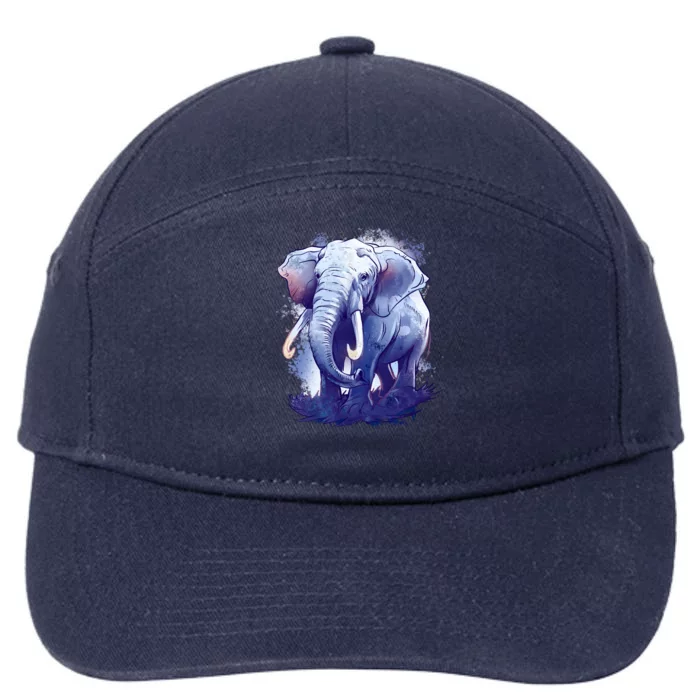 Elephant Colorful Art 7-Panel Snapback Hat