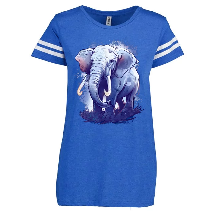 Elephant Colorful Art Enza Ladies Jersey Football T-Shirt