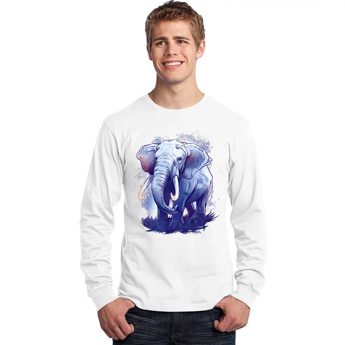 Elephant Colorful Art Long Sleeve Shirt