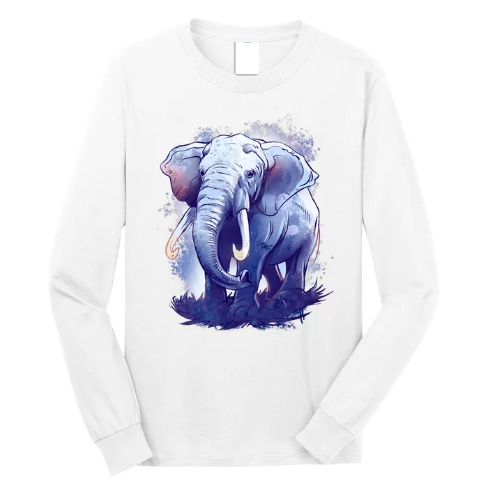 Elephant Colorful Art Long Sleeve Shirt