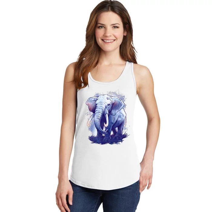 Elephant Colorful Art Ladies Essential Tank